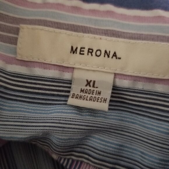 Merona Women's Blouse XL Button Up Long Sleeve Stripe - Picture 4 of 6